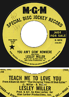 The Lesley Miller single: Top: A-side; Bottom: Detail of B-Side